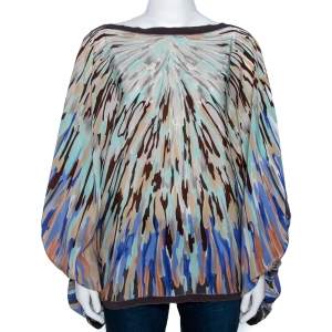 Pre Owned Missoni Muticolor Abstract Print Stretch Silk Cape Top M