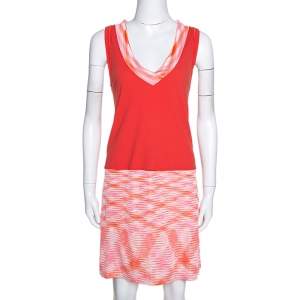 Missoni Orange Cotton Knit Sleeveless Mini Dress L 