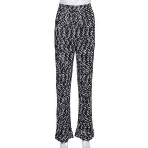 Pre Owned Missoni Monochrome Textured Lurex Knit Wide Leg Pants L