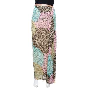 Pre Owned Missoni Multicolor Lurex Knit Draped Maxi Skirt M