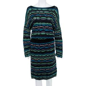 Pre Owned Missoni Multicolor Stripe Blend Midi Dress L