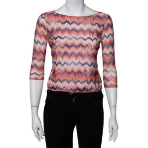 Pre Owned Missoni Pink Patterned Knit Top L