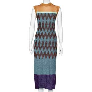 Pre Owned Missoni Multicolor Lurex Knit Sleeveless Sheath Dress M