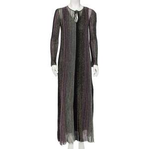 Pre Owned Missoni Multicolor Striped Lurex Knit Maxi Dress S
