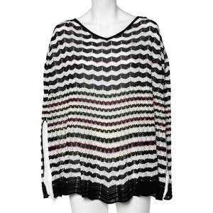 Pre Owned Missoni Multicolored Zig Zag Patterned Knit Poncho (One Size) 