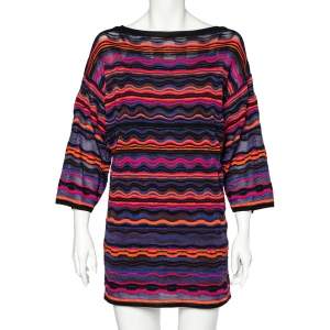 Pre Owned Missoni Multicolored Patterned Knit Short Dress S