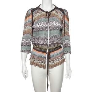 Missoni Multcolored Patterned Knit Tie Detail Shrug S