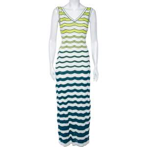 Pre Owned Missoni Multicolor Wave Patterned Knit Sleeveless Maxi Dress S