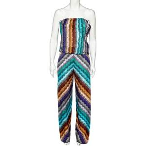 Missoni Mare Multicolor Patterned Knit Strapless Jumpsuit L