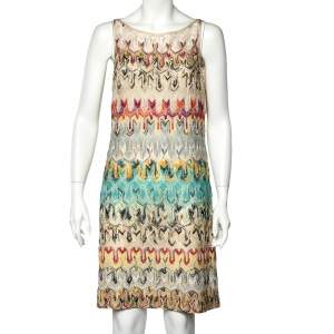 Pre Owned Missoni Multicolor Patterned Raschel Lace Shift Dress L