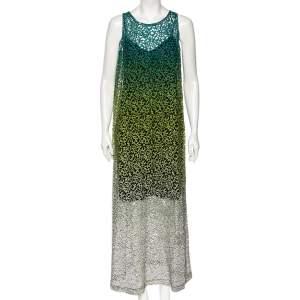 فستان ميزوني دانتيل أخضر أومبر ماكسي مقاس وسط (ميديوم)