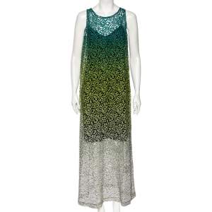 Pre Owned Missoni Green Ombre Lace Maxi Dress M