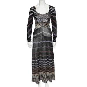 Pre Owned Missoni Multicolor Patterned Lurex Knit Maxi Dress M
