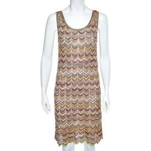 Pre Owned Missoni Multicolored Knit Sleeveless Short Shift Dress M