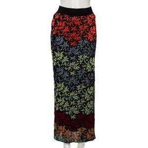 Pre Owned Missoni Multicolor Patterned Lurex Knit Side Slit Detailed Skirt M