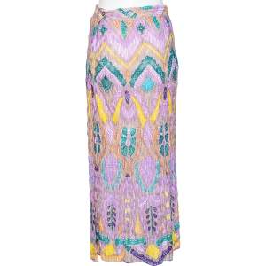 Pre Owned Missoni Multicolored Patterned Knit Maxi Skirt M