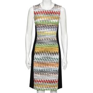 Pre Owned Missoni Multicolored Chevron Paneled Knit Sleeveless Bodycon Dress M
