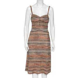 Pre Owned Missoni Multicolor Wave Textured Lurex Knit Dress M