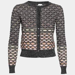 Pre Owned Missoni Multicolor Metallic Textured Knit Button Front Cardigan S