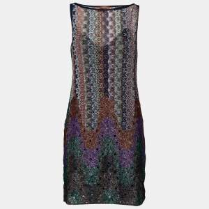 Pre Owned Missoni Multicolor Metallic Lurex Knit Sleeveless Dress M