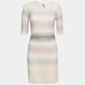 Pre Owned Missoni Multicolor Wave Textured Knit Dress S