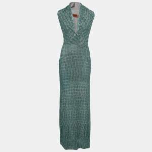 Pre Owned Missoni Bicolor Lurex Patterned Knit Maxi Dress S