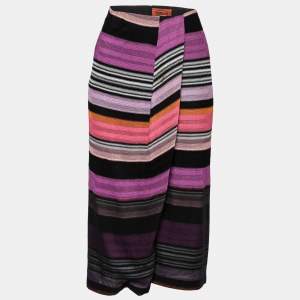 Pre Owned Missoni Multicolor Striped Knitted Slit Detail Skirt S