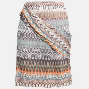 Pre Owned Missoni Multicolor Textured Knit Belted Skirt L