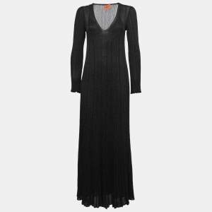 Pre Owned Missoni Black Lurex Ribbed Knit Long Sleeve Maxi Dress M