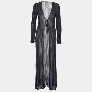 Pre Owned Missoni Multicolor Striped Lurex Knit Front-Tie Long Cardigan S