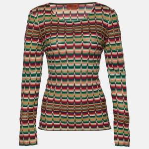 Pre Owned Missoni Multicolor Striped Wool Blend Knit Long Sleeve Sweater M