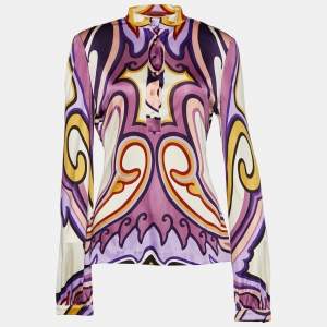 Pre Owned Missoni Multicolor Printed Jersey Long Sleeve Top L