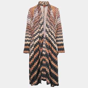 Pre Owned Missoni Multicolor Chevron Patterned Knit Open Front Cardigan M  