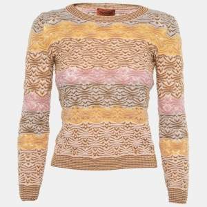 Pre Owned Missoni Multicolor Pattern Wool Knitted Crewneck Sweater S