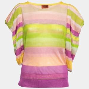 Pre Owned Missoni Multicolor Striped Knit Round Neck Top S