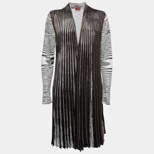 Missoni Black Lurex Knit Pleated Detail Open Front Shrug M