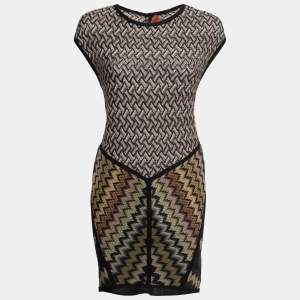 Pre Owned Missoni Multicolor Patterned Wool Knee-Length Dress S