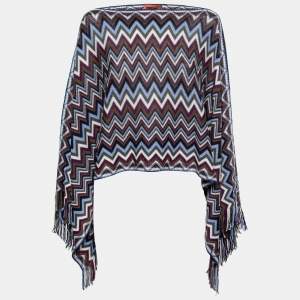 Missoni Multicolor Chevron Patterned Wool Poncho One Size 