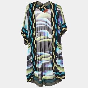 Pre Owned Missoni Black Striped Knit Open Front Long Cardigan M