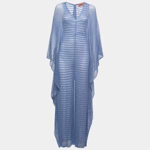 Missoni Blue Striped Knit Kaftan Jumpsuit S