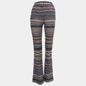 Missoni Multicolor Zig-Zag Patterned Lurex Knit Trousers S