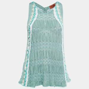 Missoni Green Perforated Knit Sleeveless Top M