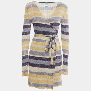 Missoni Collection Multicolor Striped Lurex Knit Wrap Dress M