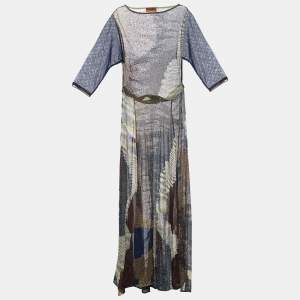 Pre Owned Missoni Multicolor Lurex Knit Sequin Detail Maxi Dress L