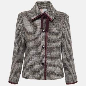 Pre Owned Missoni Multicolor Tweed Tie Neck Jacket L