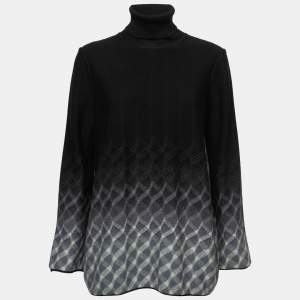 Pre Owned Missoni Black Patterned Wool High Neck Open Back Sweater M