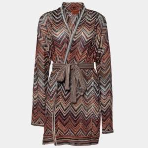 Missoni Brown Patterned Knit Belted Cardigan M