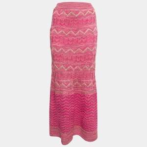 Missoni Pink Patterned Lurex Knit Maxi Skirt S