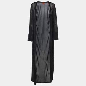 Pre Owned Missoni Black Lurex Knit Open Front Long Shrug M