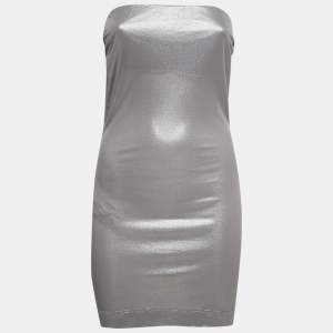 Pre Owned Missoni Metallic Silver Jersey Strapless Top S
